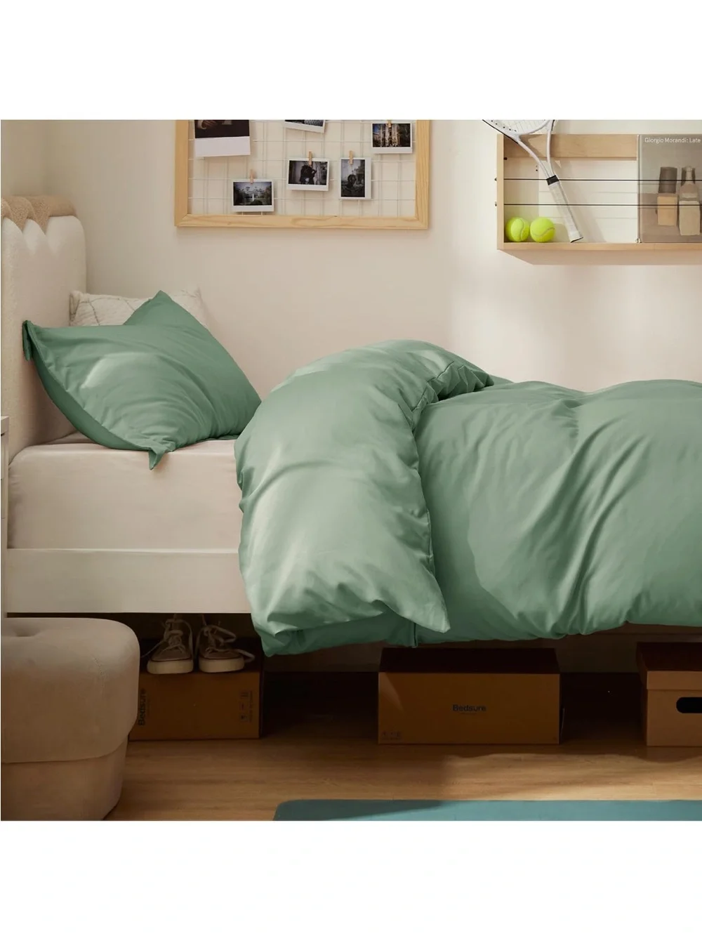 NEW Bedsure Twin/Twin XL Duvet Cover, Double Brushed Bedding Set, Sage Green